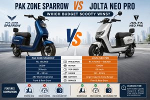 Pak Zone Sparrow vs Jolta Neo Pro electric scooter comparison showing price, range, speed, and features.