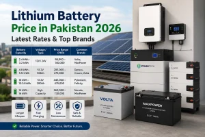 Solar battery setup chart with prices: Lithium Battery Price in Pakistan 2026.
