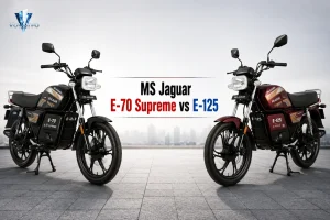 Side-by-side electric bike comparison banner for MS Jaguar E-70 Supreme vs E-125.