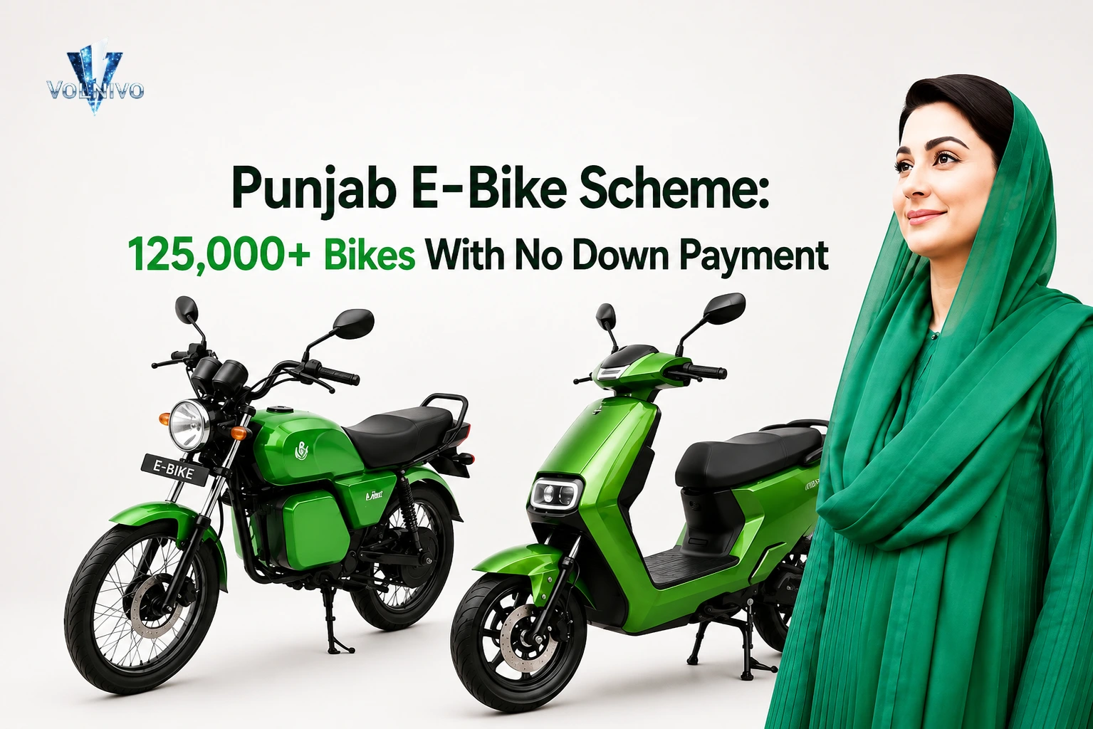 Promotional banner with green electric bikes for government Punjab E-Bike Scheme.